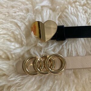 Pair of narrow belts black and tan
